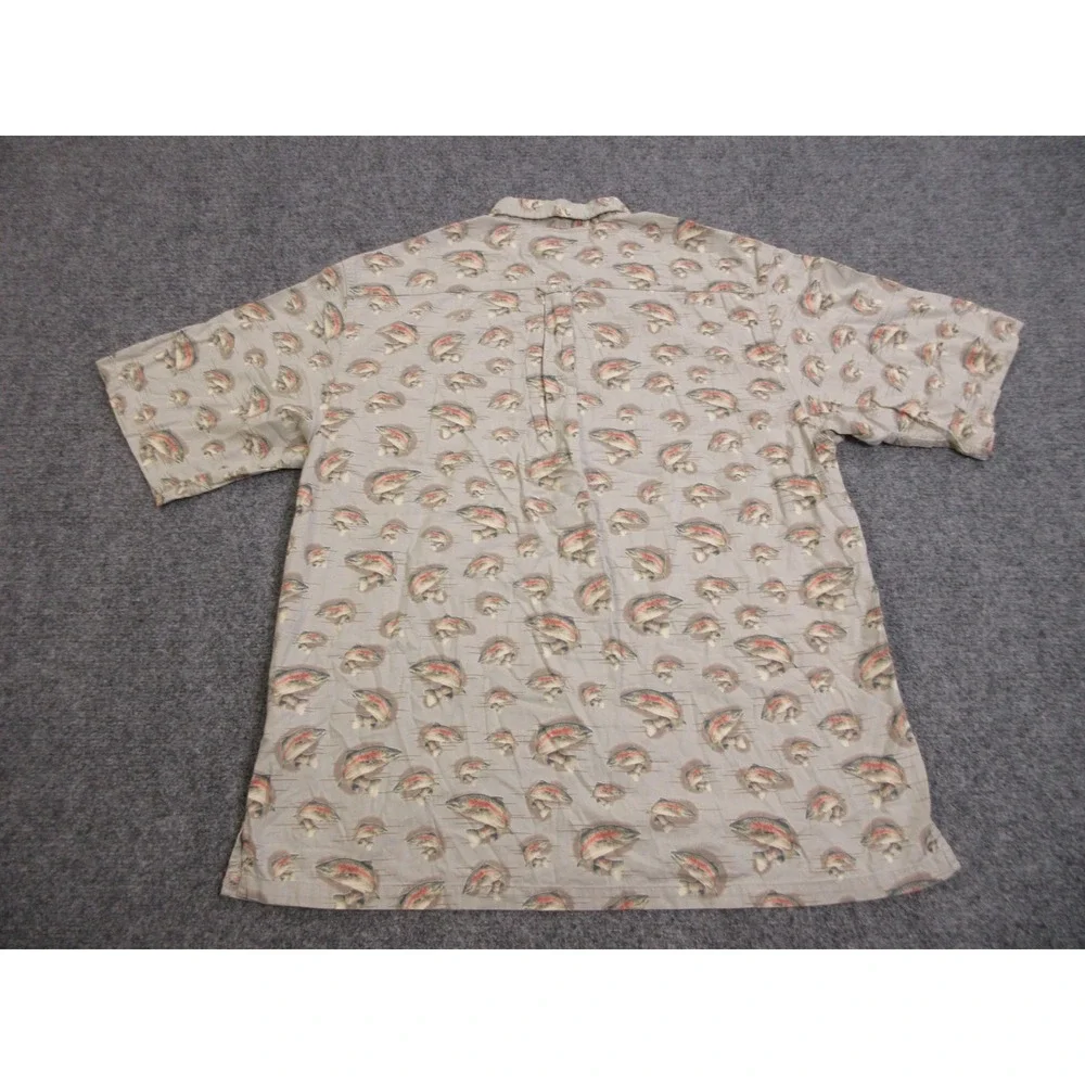 Columbia Shirt‎ Mens Medium Fish Print Short Sleeve Button Up Outdoors Fishing